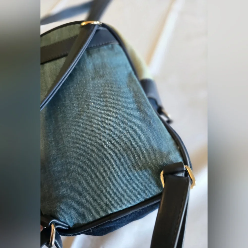 No Boundaries Mini Backpack Convertible  Multi Blue Denim Crossbody Bag Y2K
